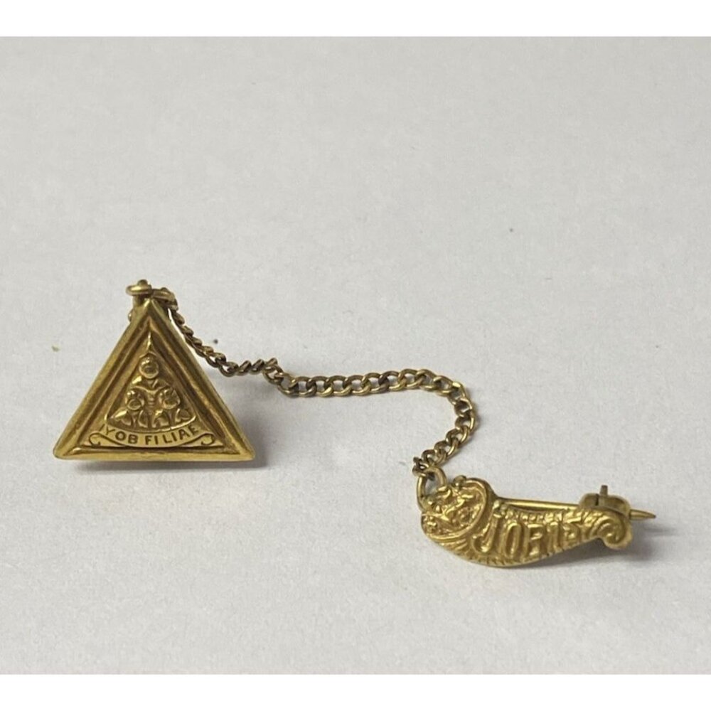 Masonic Job's Daughters Member Pin IYOB FILIAE Jobs Gold Filled - Picture 1 of 8